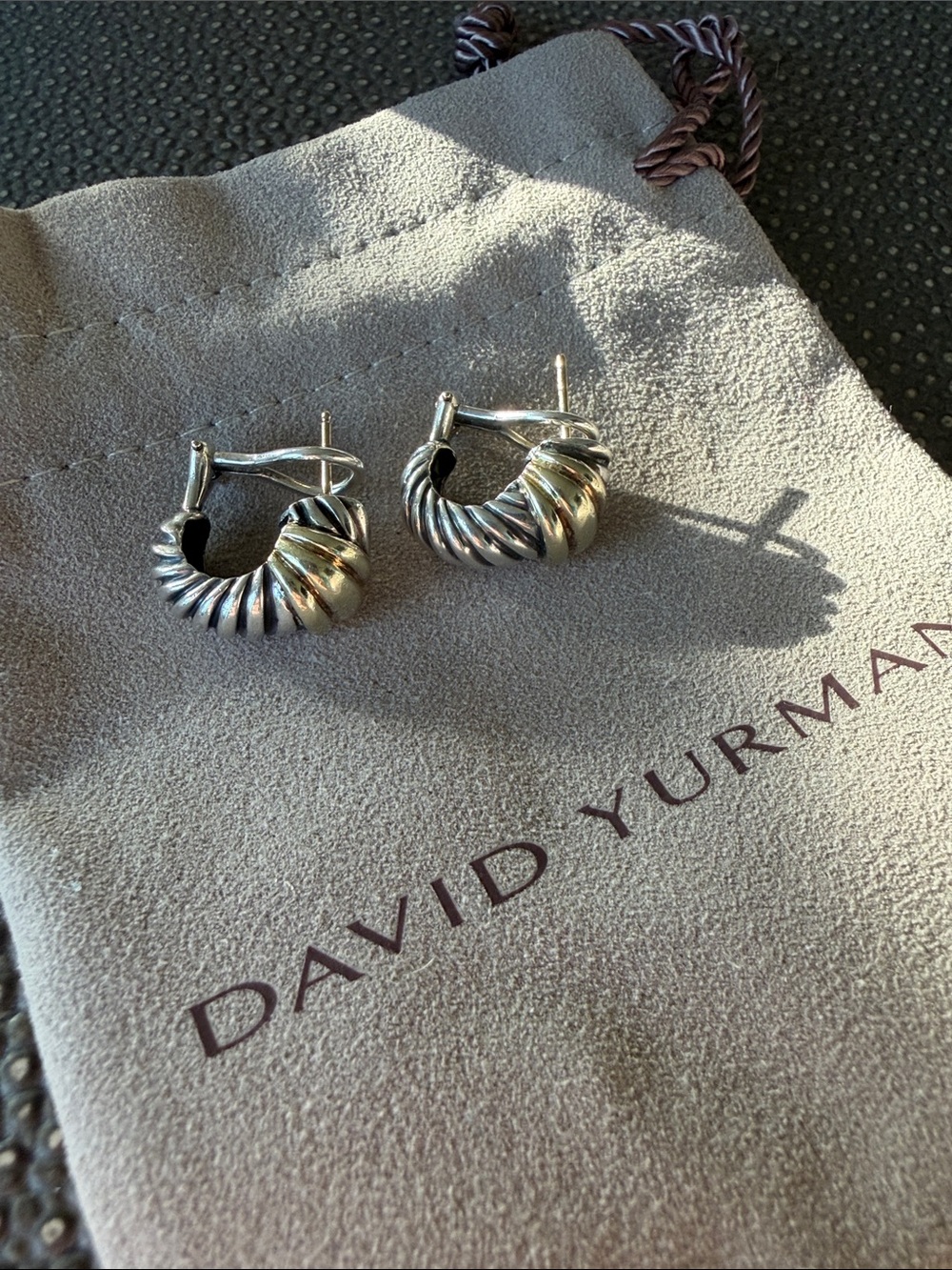 David Yurman Two-Tone Sterling Silver & 14k Yellow Gold Earrings